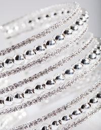 Silver Toned Multi Row Diamante Cuff - link has visual effect only