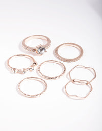 Rose Gold Crystal Mixed Ring 7-Pack - link has visual effect only
