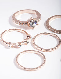 Rose Gold Crystal Mixed Ring 7-Pack - link has visual effect only