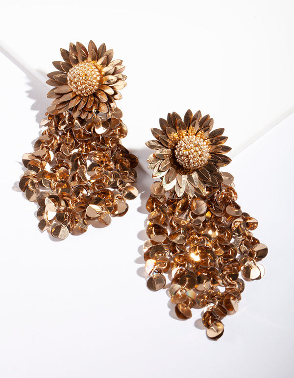 Mixed Metal Sequin Flower Earrings