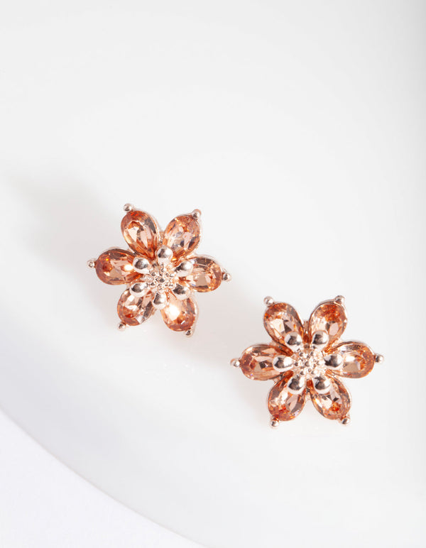 Pink 3D Flower Stud Earrings