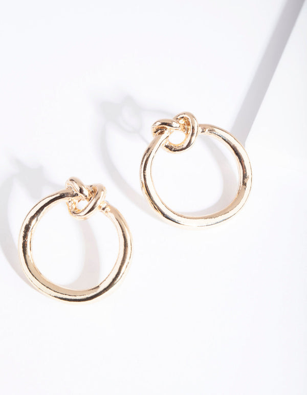 Gold Knotted Stud Earrings