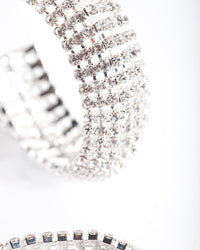 Silver Thick Diamante Hoop Earrings - link has visual effect only