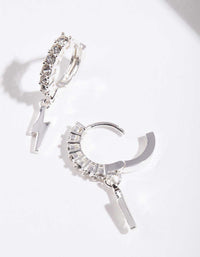 Silver Lightning Charm Huggie Earrings - link has visual effect only