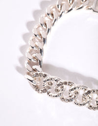 Silver Pave Diamante Chain Bracelet - link has visual effect only