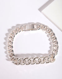 Silver Pave Diamante Chain Bracelet - link has visual effect only
