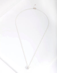 Sterling Silver Cubic Zirconia Pear Halo Necklace - link has visual effect only