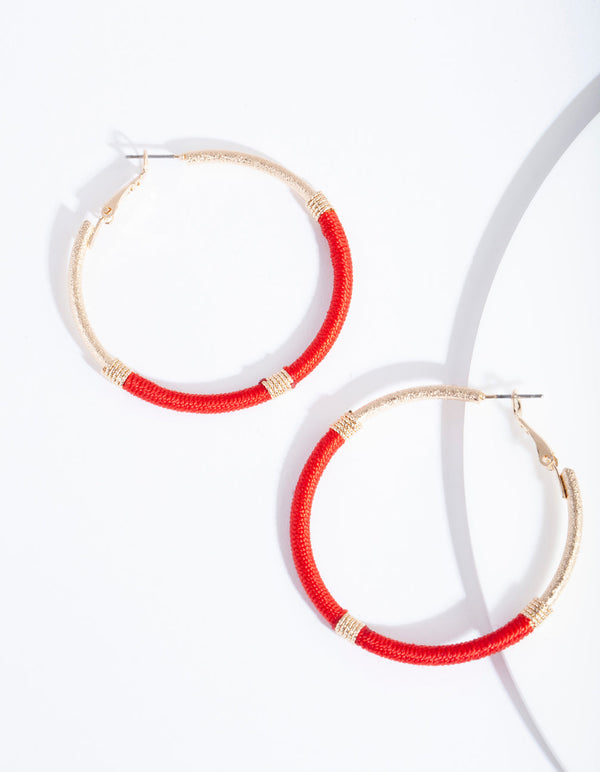Gold Red Thread Wrap Hoop