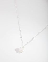 Silver Ball Chain Pearl Necklace - link has visual effect only