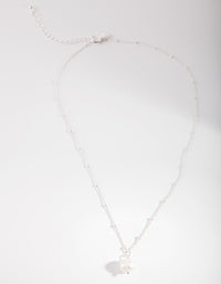 Silver Ball Chain Pearl Necklace - link has visual effect only