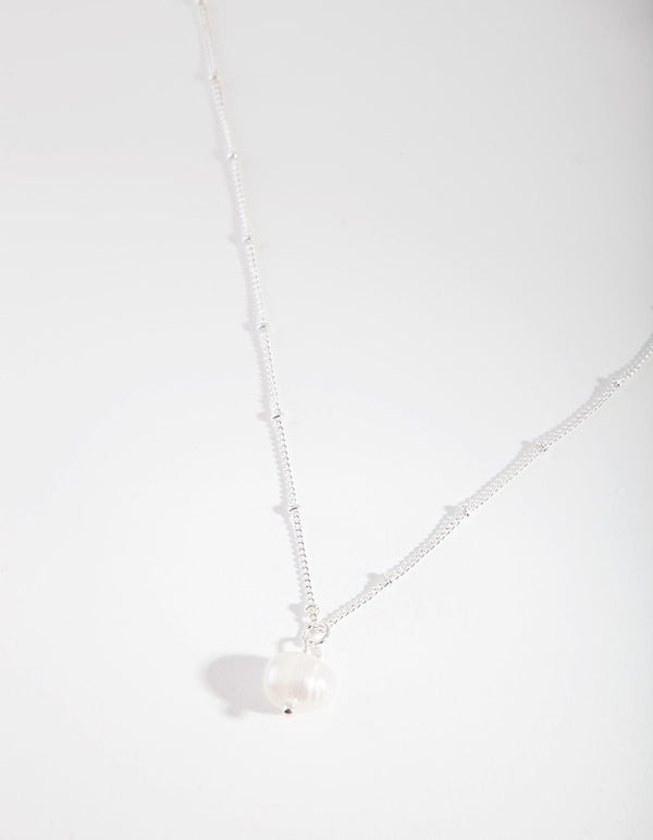 Silver Ball Chain Pearl Necklace