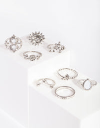 Silver Sun & Moon Ring 8-Pack - link has visual effect only