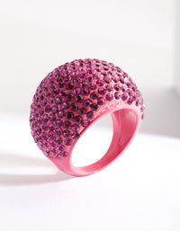 Pink Coated Metal Pave Diamante Dome Ring - link has visual effect only