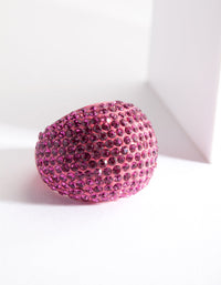 Pink Coated Metal Pave Diamante Dome Ring - link has visual effect only