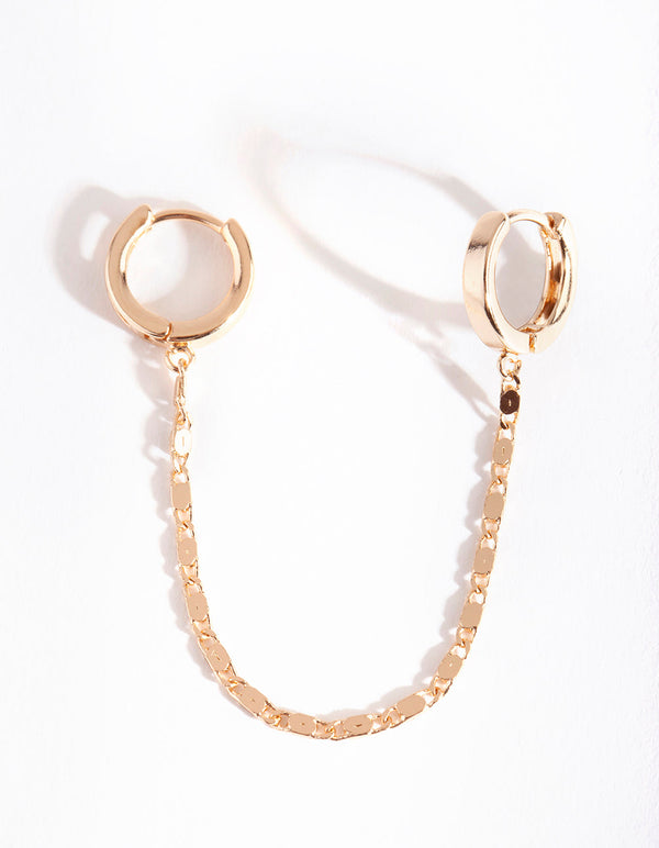 Gold Chain Double Huggie Earrings