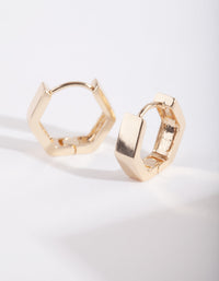 Gold Hexagon Huggie Earrings - link has visual effect only