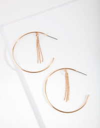 Gold Chain Tassel Hoop Earrings - link has visual effect only