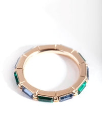 Gold Multi Diamante Rectangle Band Ring - link has visual effect only