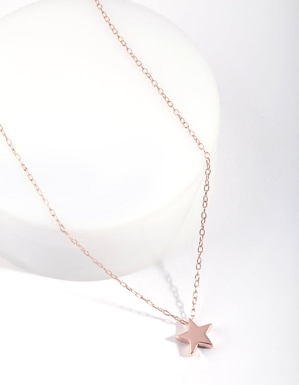 Rose Gold Plated Sterling Silver Solid Star Necklace