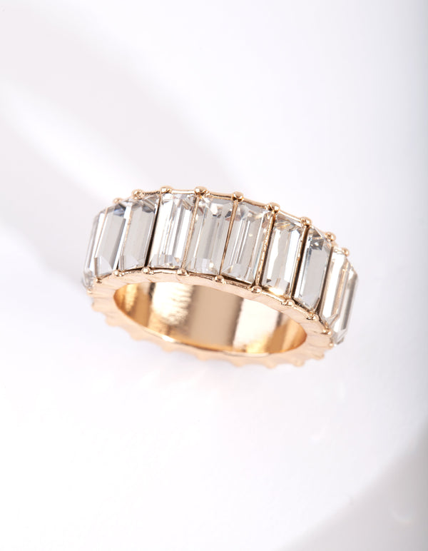 Gold Crystal Baguette Ring