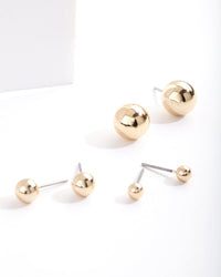 Gold Plated Graduating Ball Stud Earring Pack - link has visual effect only