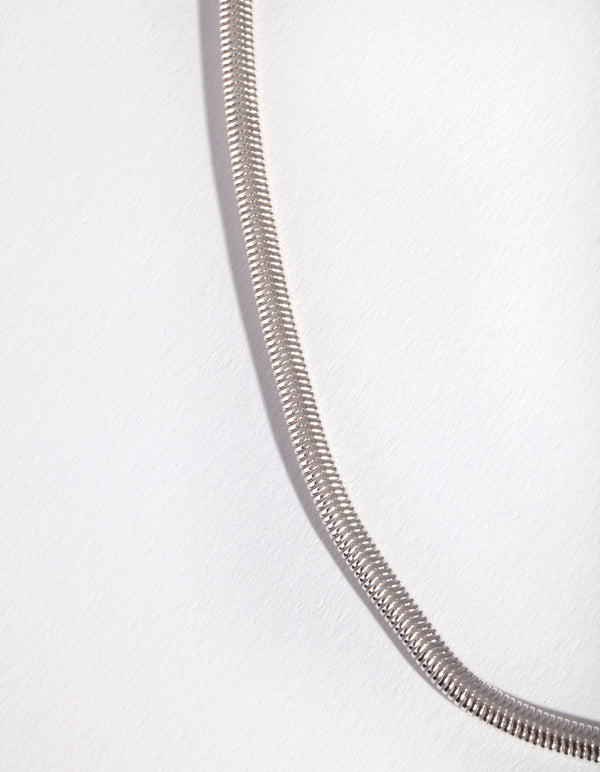 Silver Plated 35cm Flat Snake Necklace