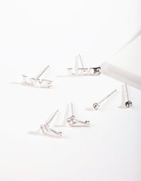 Sterling Silver Love Stud Earring Pack - link has visual effect only
