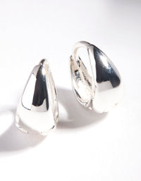 Sterling Silver Oval Chunky Huggie Earrings - link has visual effect only
