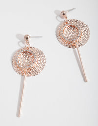 Rose Gold Textured Disc Drop Earrings - link has visual effect only