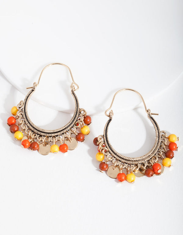 Antique Gold Neutral Bead Earrings
