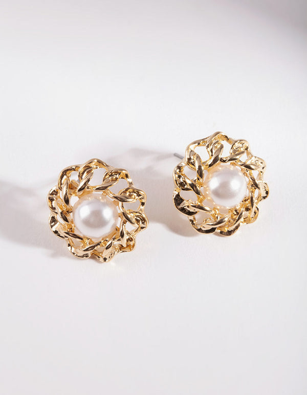 Pearl Ball Chain Earrings