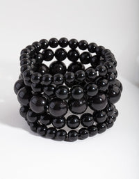 Black Bead Stretch Bracelet 5-Pack - link has visual effect only