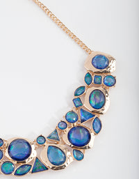 Gold Blue Green Gem Necklace - link has visual effect only