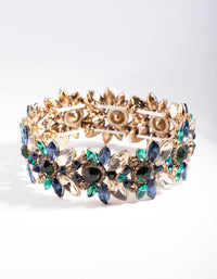 Blue Gold Multi Diamante Bangle - link has visual effect only