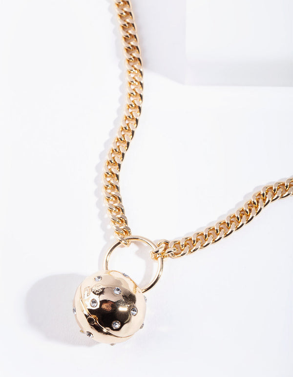 Gold Chain Circle Ball Necklace