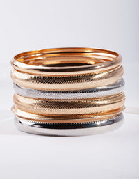Mixed Metal Textured Bracelet 6-Pack - link has visual effect only