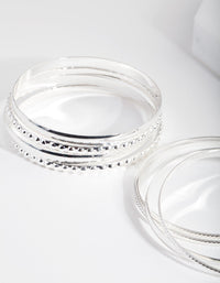 Silver Textured Bangle 8-Pack - link has visual effect only