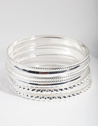 Silver Textured Bangle 8-Pack - link has visual effect only