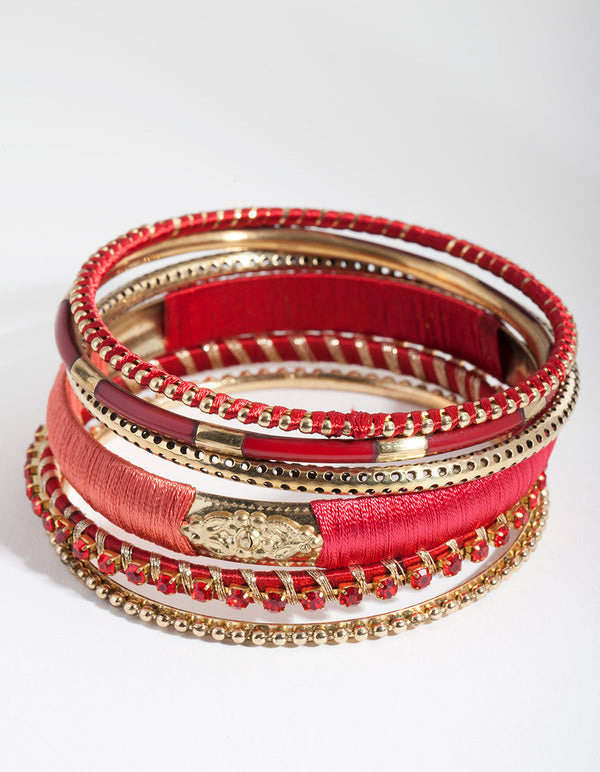 Red Mixed Bangle 6-Pack