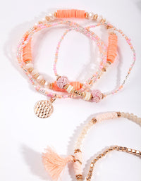 Gold Pink Tassel Bracelet 6-Pack - link has visual effect only