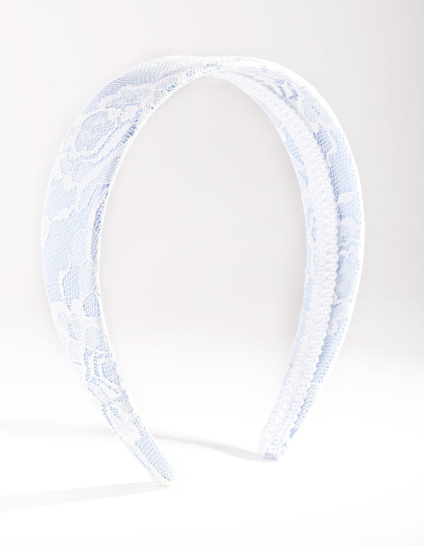 Blue Lace Overlay Headband