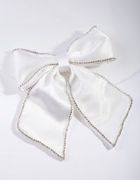 White Diamante Satin Bow Clip - link has visual effect only