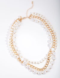 Gold Layered Pearl & Chain Necklace - link has visual effect only