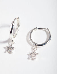 Sterling Silver Diamante Star Huggie Earrings - link has visual effect only