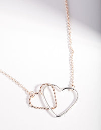 Mixed Metal Linked Heart Necklace - link has visual effect only