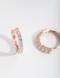 Rose Gold Cubic Zirconia Mini Huggie Earrings - link has visual effect only