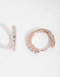 Rose Gold Cubic Zirconia Mini Huggie Earrings - link has visual effect only