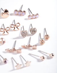 Rose Gold Bow Diamante Earring 12-Pack - link has visual effect only