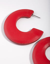 Red Acrylic C Shape Hoop Earrings - link has visual effect only