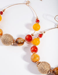 Gold Neutral Brown Orange Beaded Earrings - link has visual effect only